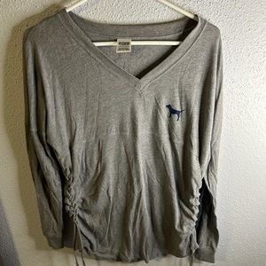 Long sleeve grey PINK shirt.